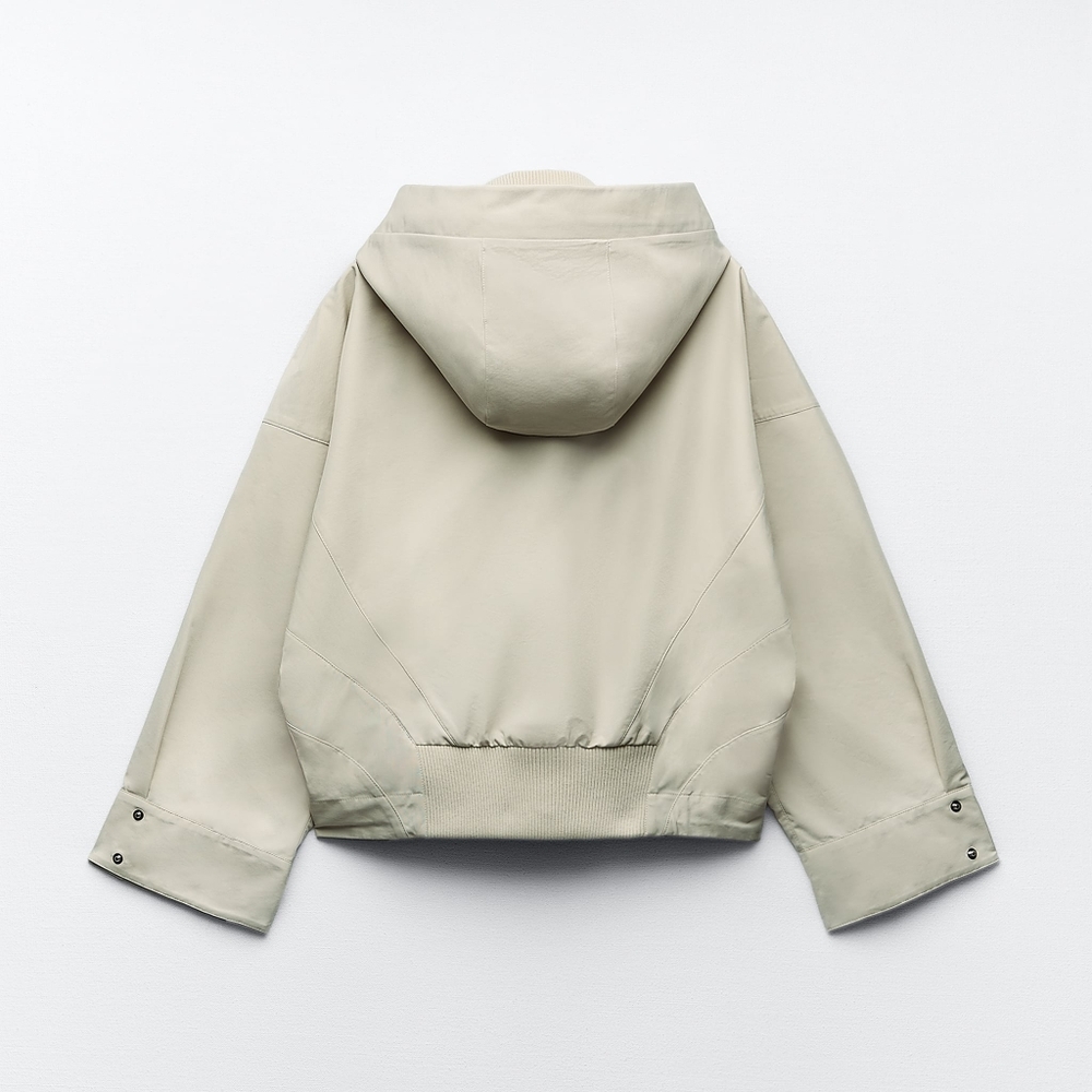Women’s Cream Hooded Zip Front Jacket - Picture 6 of 13